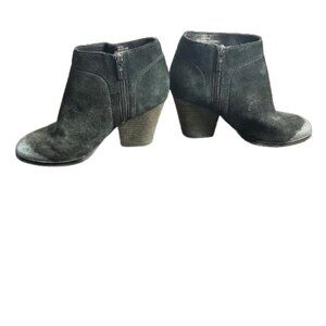 ISOLA Metallic Toe Detail Block Heel Black Suede Booties Size 8M